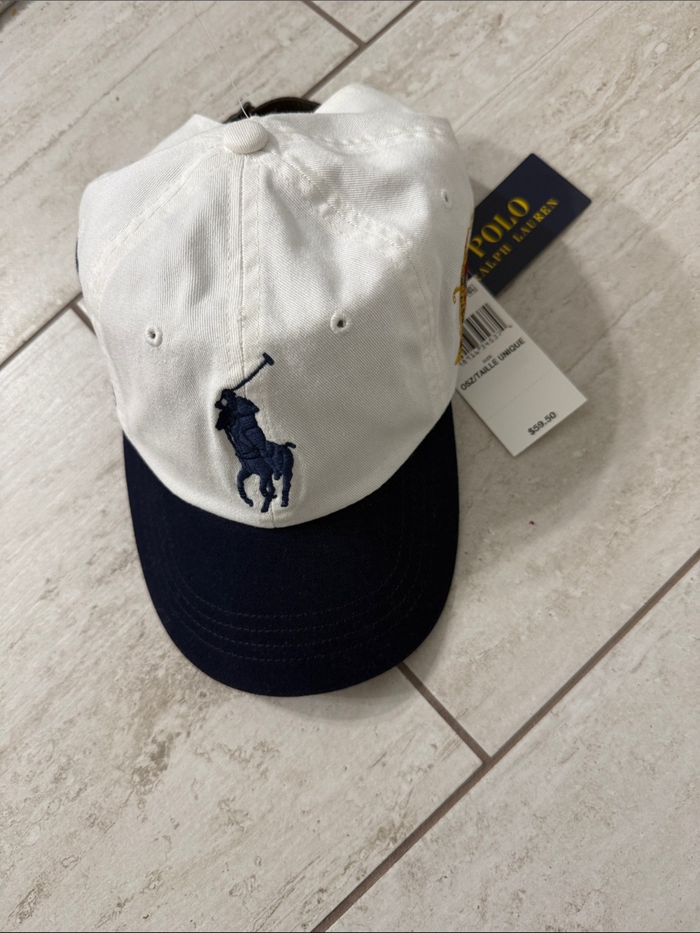 Polo by Ralph Lauren White & Navy Embroidered Polo Player Cap..NWT